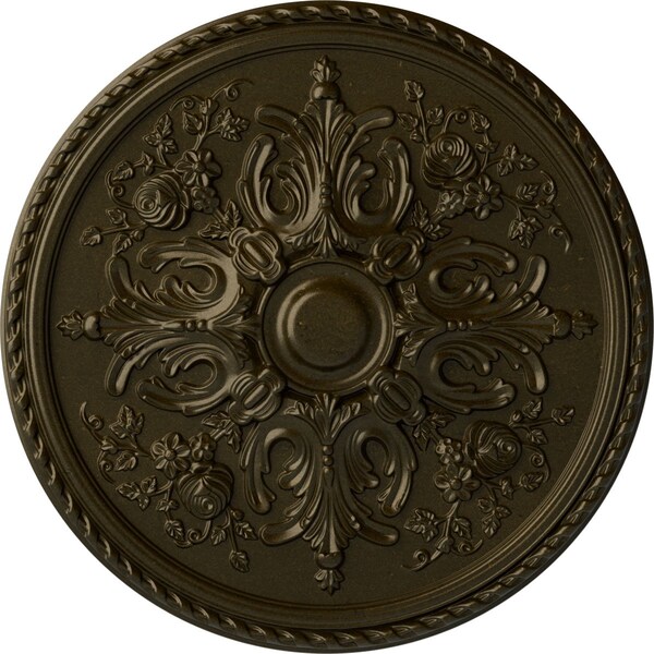 Ekena Millwork Bradford Ceiling Medallion (Fits Canopies up to 6 5/8"), Hand-Painted Green Gold, 32 5/8"OD x 2"P CM32BRGGS - main